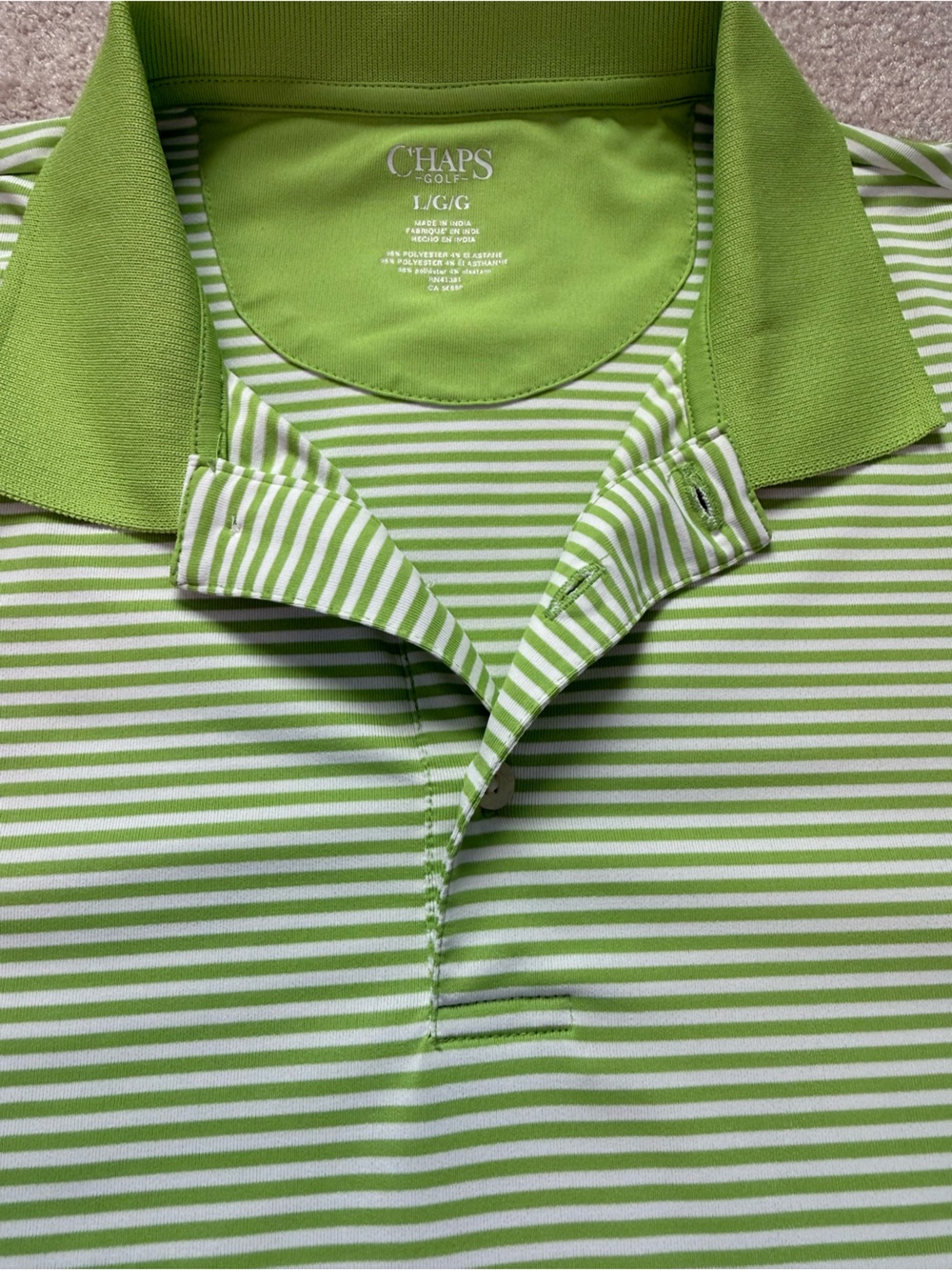 Chaps green striped polo shirt size large - Picture 3 of 3